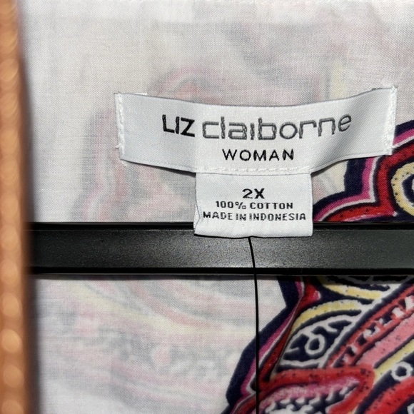Liz Claiborne cotton Paisley Tunic. Size 2X. NWT. - Picture 4 of 5